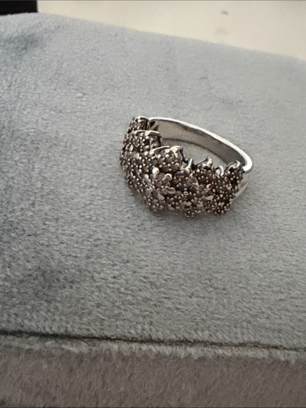 Diamonds Silver Floral Cluster Statement Ring - Women Jewelry